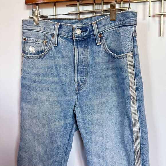 Levi’s Premium 501 High Rize Straight Leg Cropped Diamond In The Rough Size 27 - Picture 5 of 14